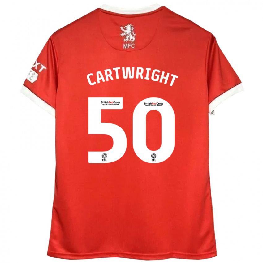 Niño Camiseta Fin Cartwright #50 Rojo Blanco 1ª Equipación 2024/25 La Camisa Chile