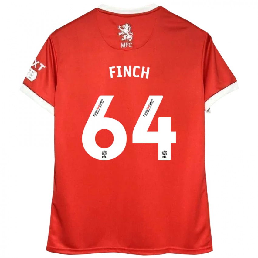 Niño Camiseta Sonny Finch #64 Rojo Blanco 1ª Equipación 2024/25 La Camisa Chile