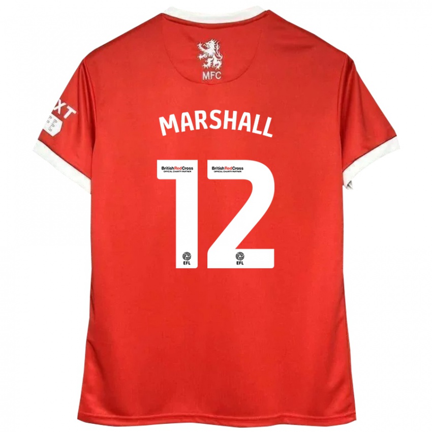 Niño Camiseta Eve Marshall #12 Rojo Blanco 1ª Equipación 2024/25 La Camisa Chile