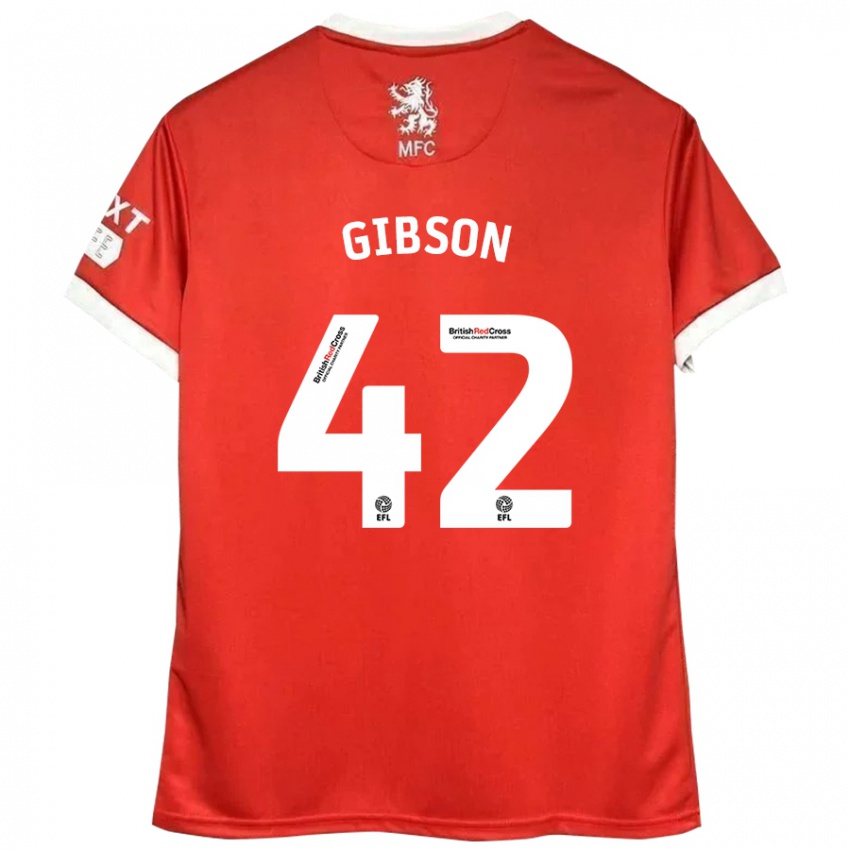 Niño Camiseta Joseph Gibson #42 Rojo Blanco 1ª Equipación 2024/25 La Camisa Chile