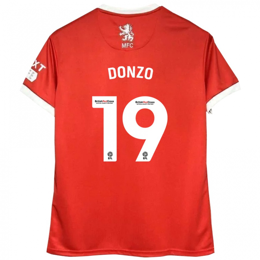 Niño Camiseta Jolie Donzo #19 Rojo Blanco 1ª Equipación 2024/25 La Camisa Chile