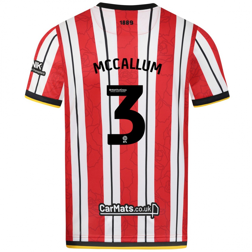 Niño Camiseta Sam Mccallum #3 Rojo Blanco Rayas 1ª Equipación 2024/25 La Camisa Chile