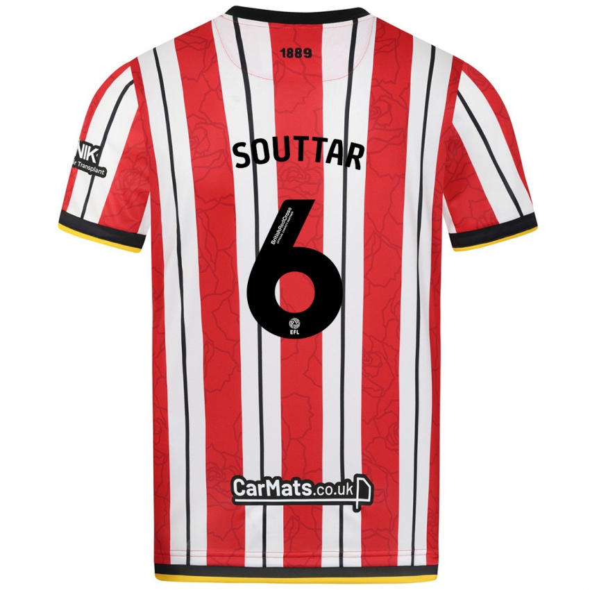 Niño Camiseta Harry Souttar #6 Rojo Blanco Rayas 1ª Equipación 2024/25 La Camisa Chile