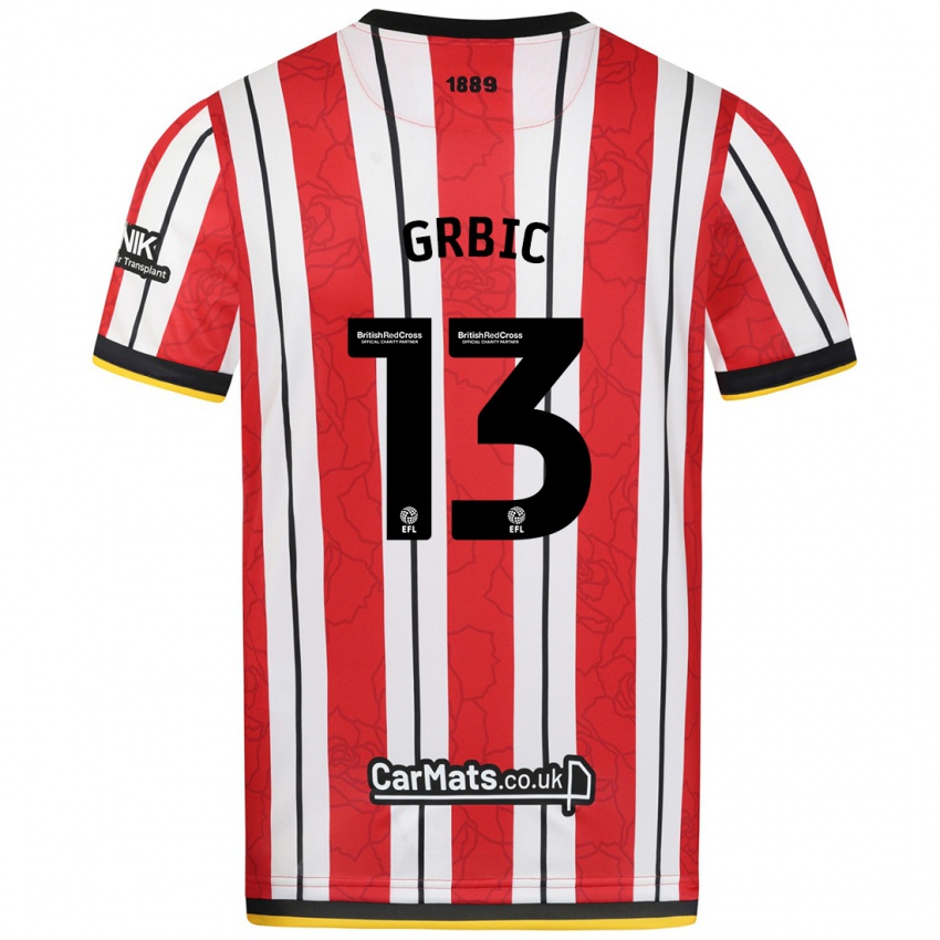 Niño Camiseta Ivo Grbic #13 Rojo Blanco Rayas 1ª Equipación 2024/25 La Camisa Chile