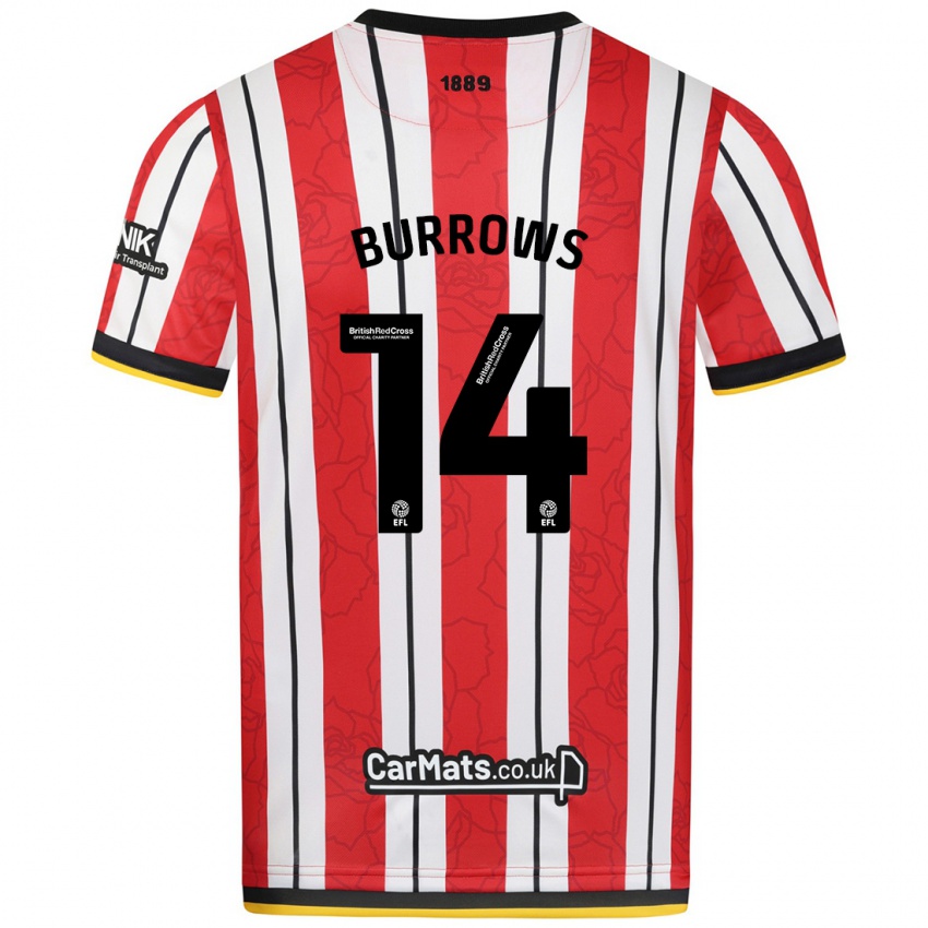 Niño Camiseta Harrison Burrows #14 Rojo Blanco Rayas 1ª Equipación 2024/25 La Camisa Chile