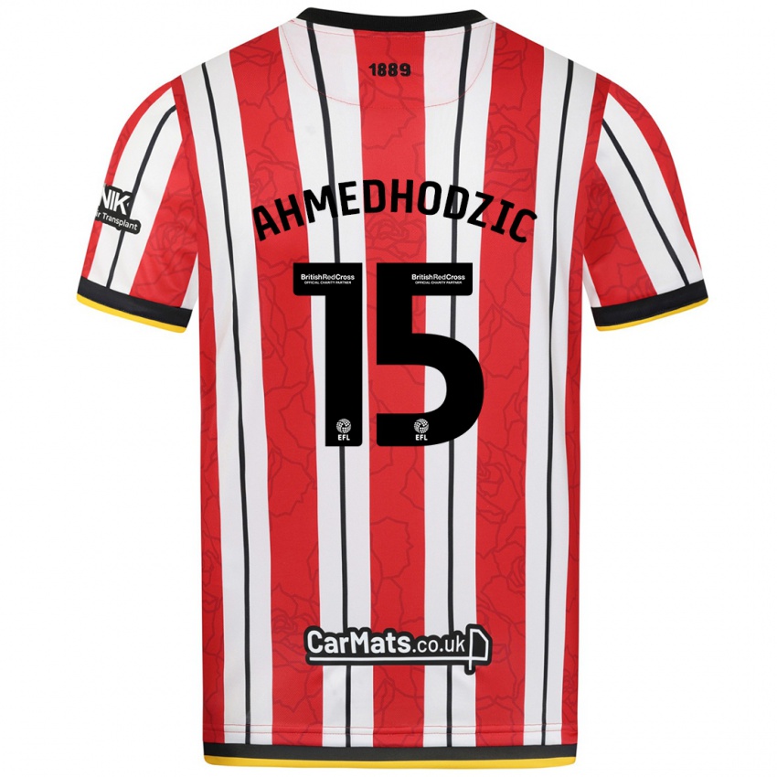 Niño Camiseta Anel Ahmedhodzic #15 Rojo Blanco Rayas 1ª Equipación 2024/25 La Camisa Chile