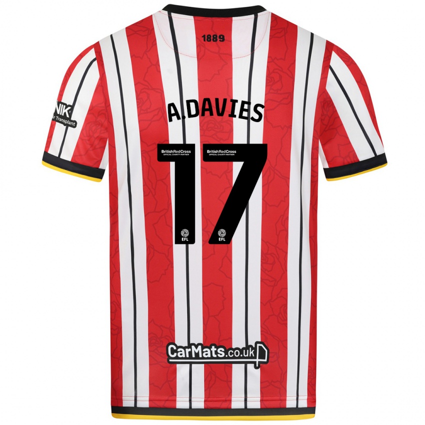 Niño Camiseta Adam Davies #17 Rojo Blanco Rayas 1ª Equipación 2024/25 La Camisa Chile