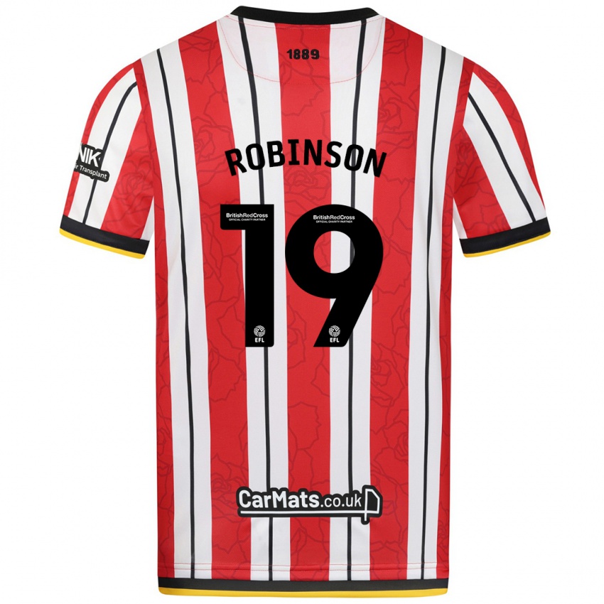 Niño Camiseta Jack Robinson #19 Rojo Blanco Rayas 1ª Equipación 2024/25 La Camisa Chile