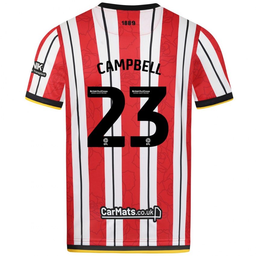 Niño Camiseta Tyrese Campbell #23 Rojo Blanco Rayas 1ª Equipación 2024/25 La Camisa Chile