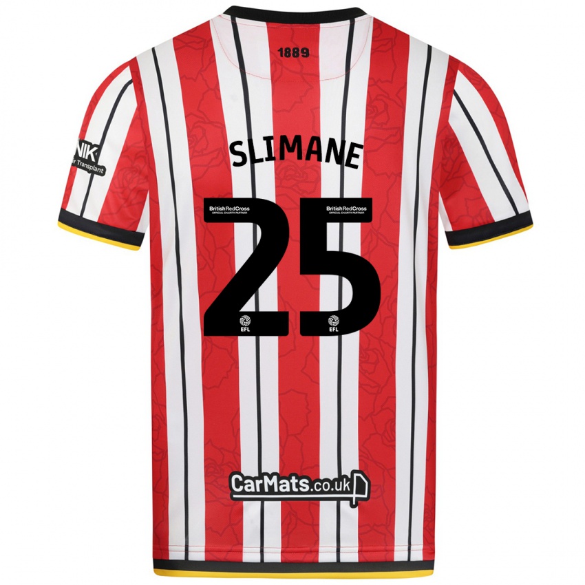 Niño Camiseta Anis Slimane #25 Rojo Blanco Rayas 1ª Equipación 2024/25 La Camisa Chile