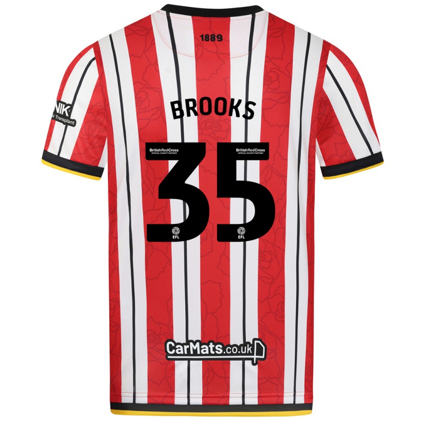 Niño Camiseta Andre Brooks #35 Rojo Blanco Rayas 1ª Equipación 2024/25 La Camisa Chile