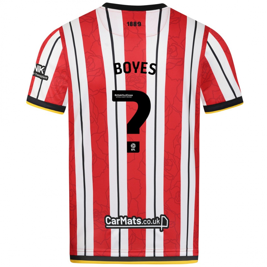 Niño Camiseta Harry Boyes #0 Rojo Blanco Rayas 1ª Equipación 2024/25 La Camisa Chile