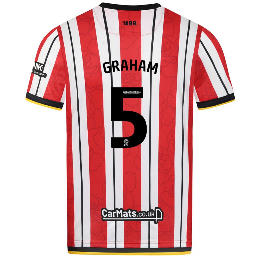 Niño Camiseta Molly Graham #5 Rojo Blanco Rayas 1ª Equipación 2024/25 La Camisa Chile