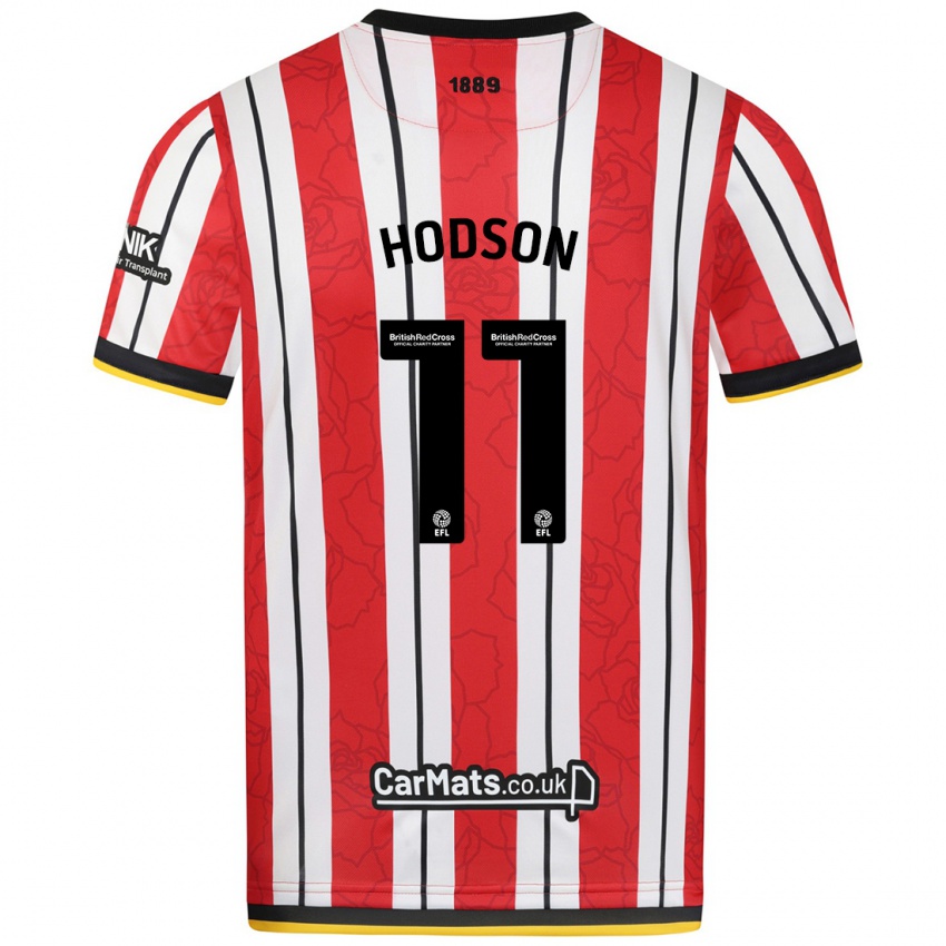 Niño Camiseta Ashley Hodson #11 Rojo Blanco Rayas 1ª Equipación 2024/25 La Camisa Chile