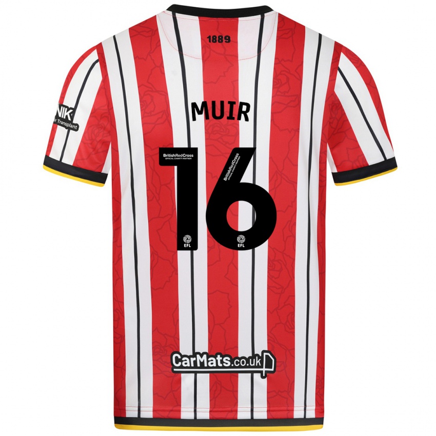 Niño Camiseta Chene Muir #16 Rojo Blanco Rayas 1ª Equipación 2024/25 La Camisa Chile