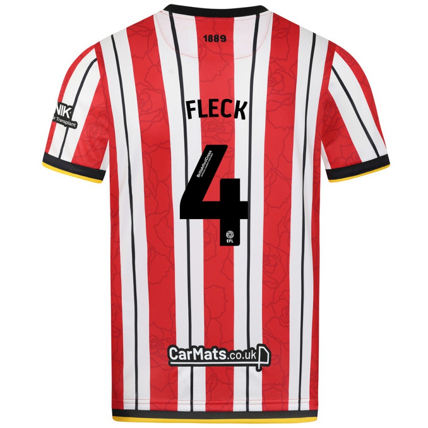 Niño Camiseta John Fleck #4 Rojo Blanco Rayas 1ª Equipación 2024/25 La Camisa Chile