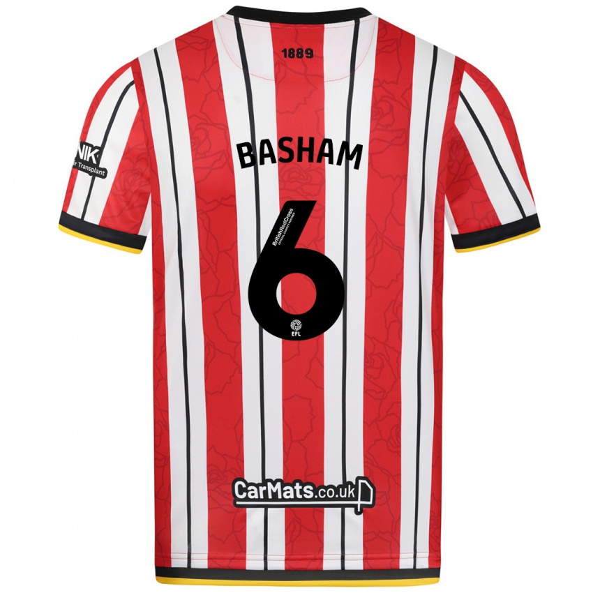 Niño Camiseta Chris Basham #6 Rojo Blanco Rayas 1ª Equipación 2024/25 La Camisa Chile