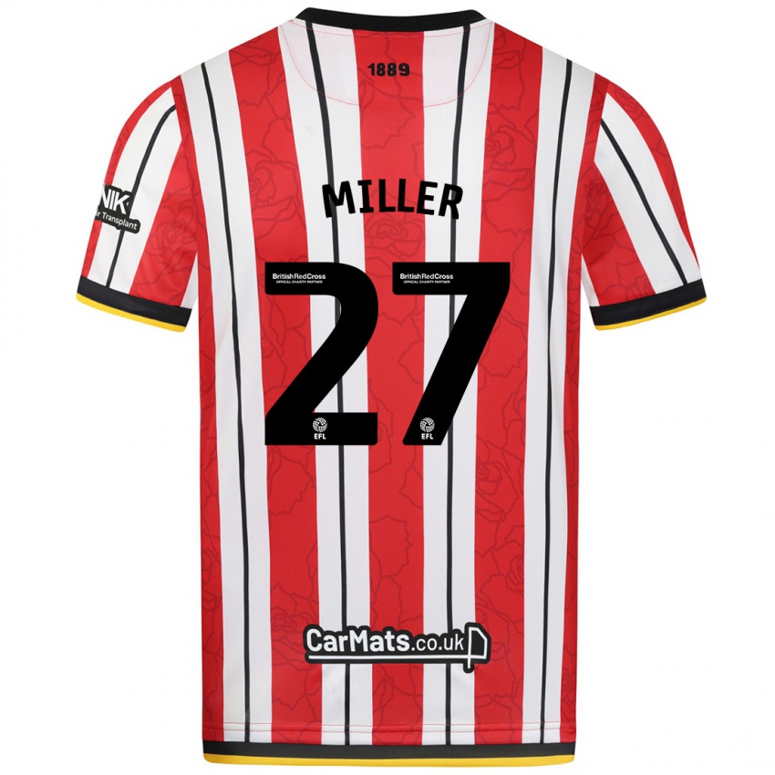 Niño Camiseta Lara Miller #27 Rojo Blanco Rayas 1ª Equipación 2024/25 La Camisa Chile