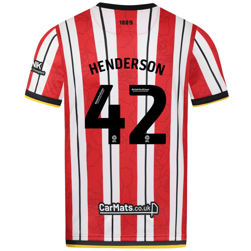 Niño Camiseta Peyton Henderson #42 Rojo Blanco Rayas 1ª Equipación 2024/25 La Camisa Chile