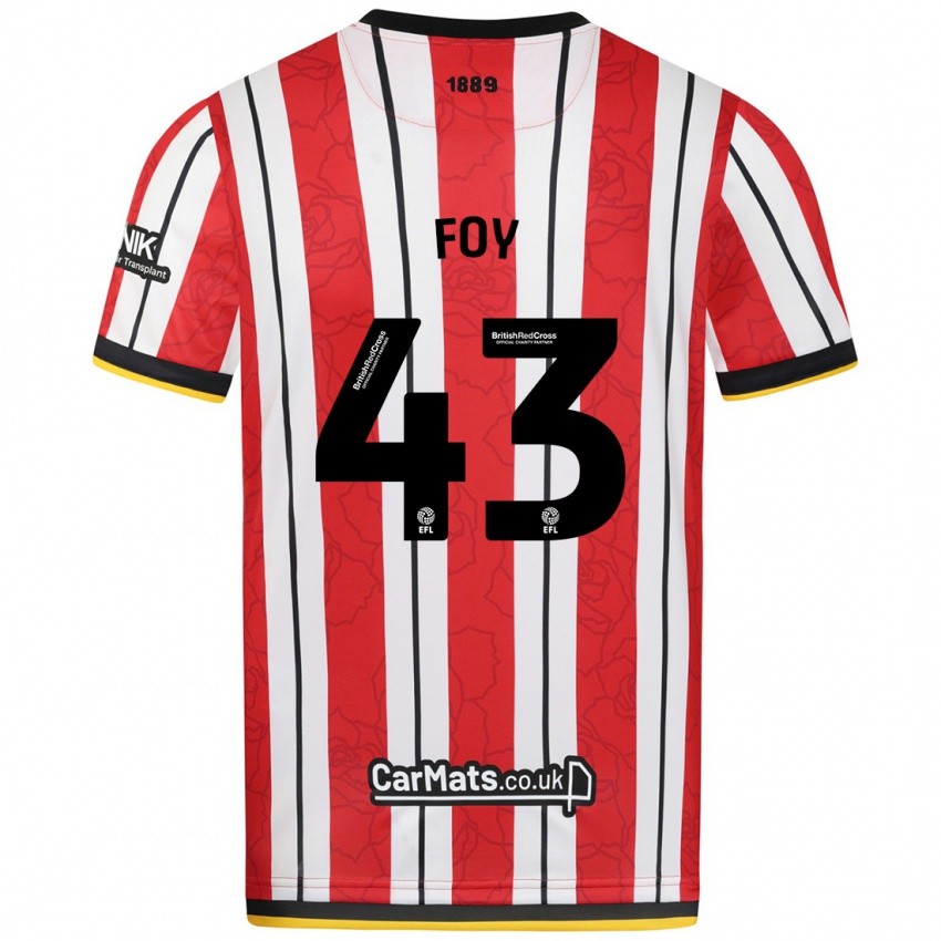 Niño Camiseta Gus Foy #43 Rojo Blanco Rayas 1ª Equipación 2024/25 La Camisa Chile