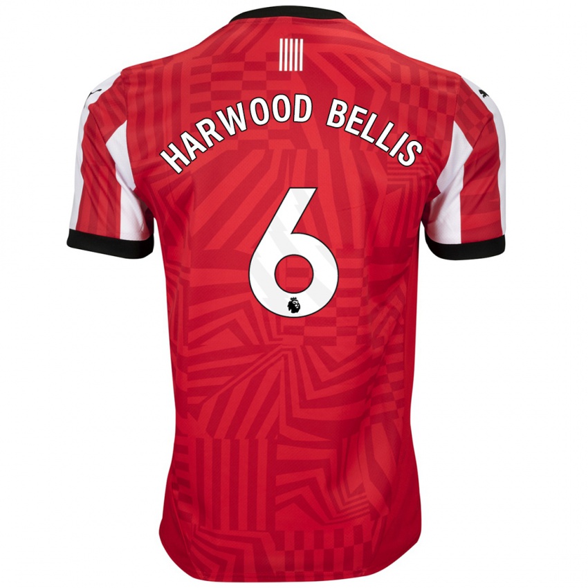 Niño Camiseta Taylor Harwood-Bellis #6 Rojo Blanco 1ª Equipación 2024/25 La Camisa Chile