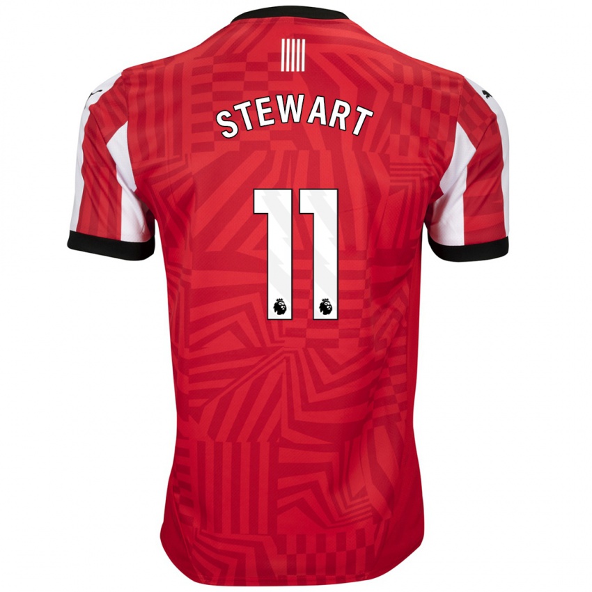 Niño Camiseta Ross Stewart #11 Rojo Blanco 1ª Equipación 2024/25 La Camisa Chile