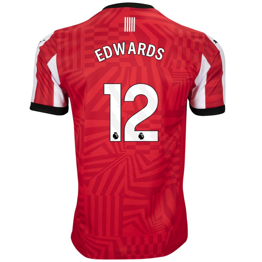 Niño Camiseta Ronnie Edwards #12 Rojo Blanco 1ª Equipación 2024/25 La Camisa Chile