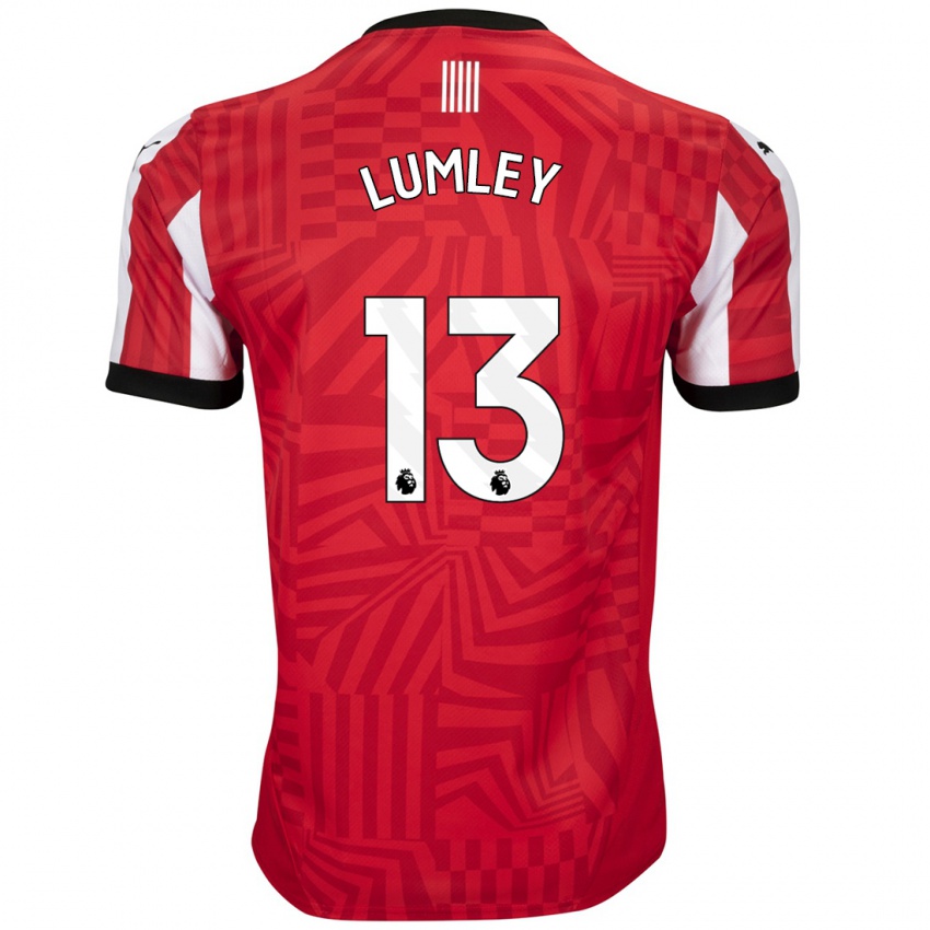 Niño Camiseta Joe Lumley #13 Rojo Blanco 1ª Equipación 2024/25 La Camisa Chile