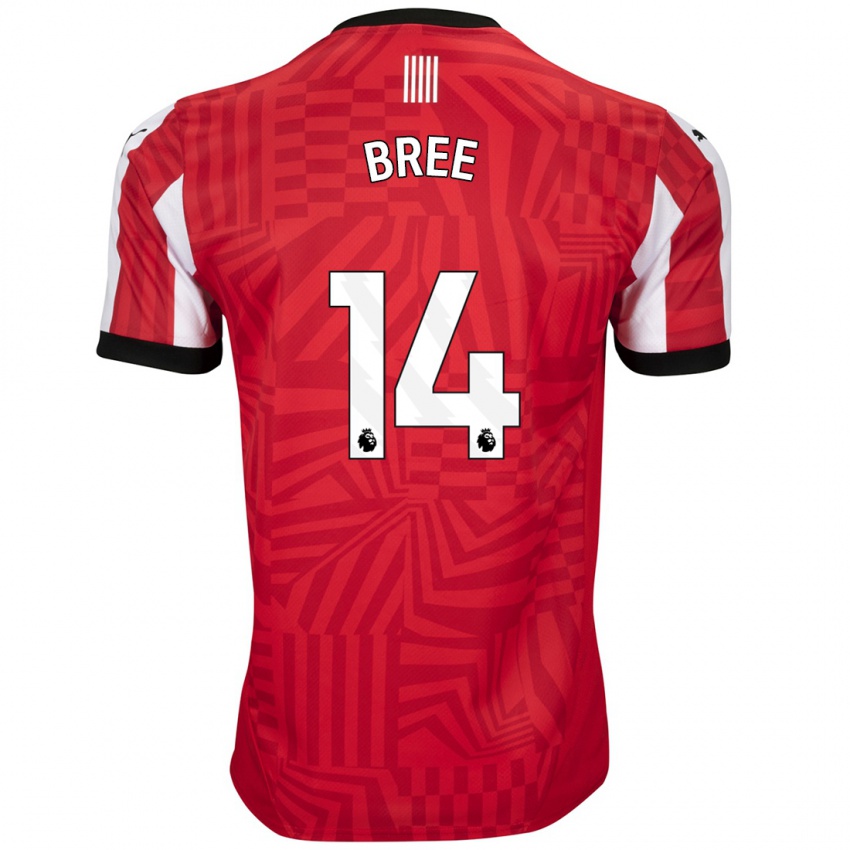 Niño Camiseta James Bree #14 Rojo Blanco 1ª Equipación 2024/25 La Camisa Chile