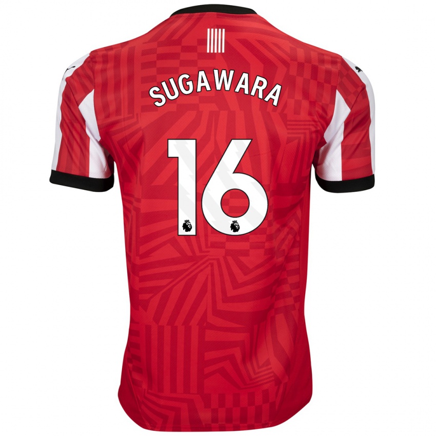 Niño Camiseta Yukinari Sugawara #16 Rojo Blanco 1ª Equipación 2024/25 La Camisa Chile