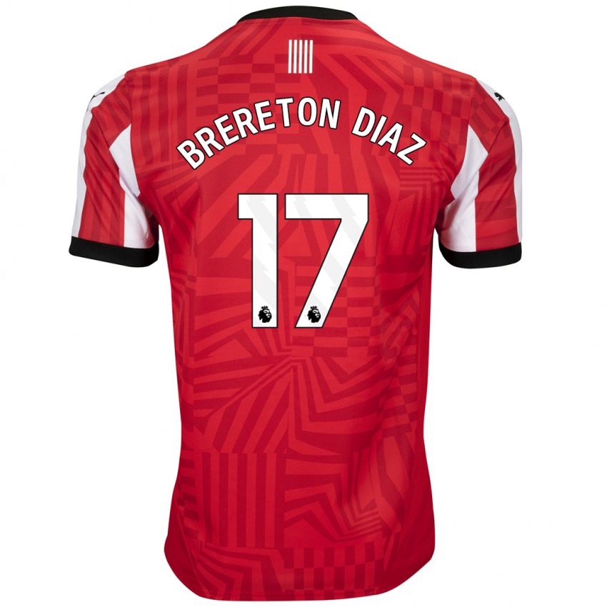 Niño Camiseta Ben Brereton Díaz #17 Rojo Blanco 1ª Equipación 2024/25 La Camisa Chile