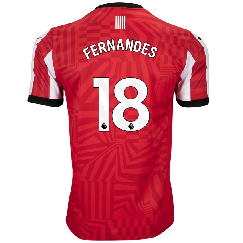 Niño Camiseta Mateus Fernandes #18 Rojo Blanco 1ª Equipación 2024/25 La Camisa Chile