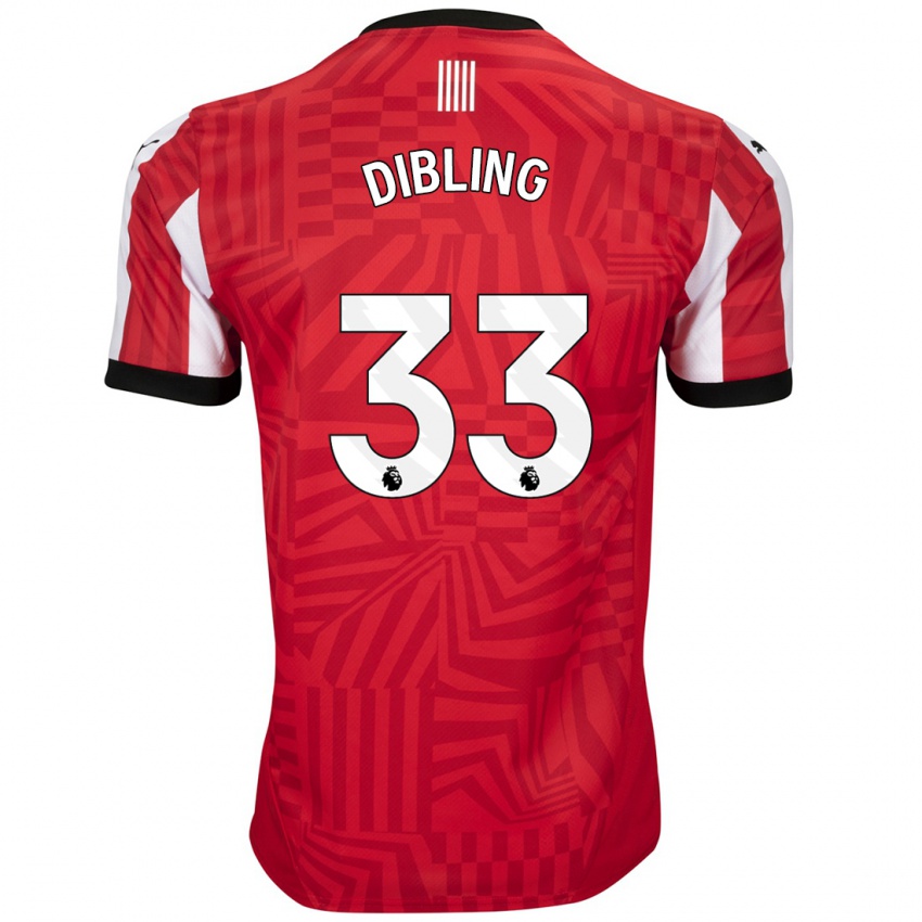 Niño Camiseta Tyler Dibling #33 Rojo Blanco 1ª Equipación 2024/25 La Camisa Chile