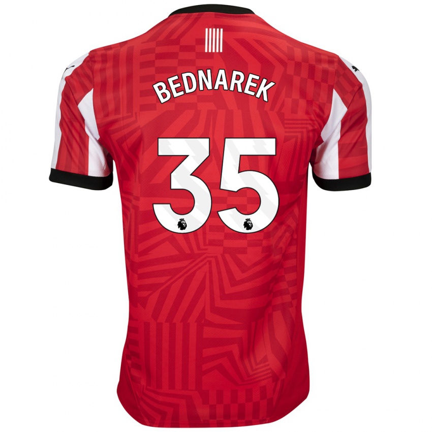 Niño Camiseta Jan Bednarek #35 Rojo Blanco 1ª Equipación 2024/25 La Camisa Chile