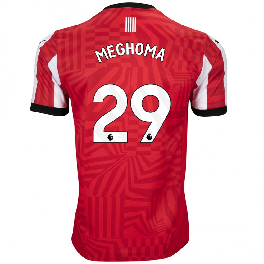 Niño Camiseta Jayden Meghoma #29 Rojo Blanco 1ª Equipación 2024/25 La Camisa Chile