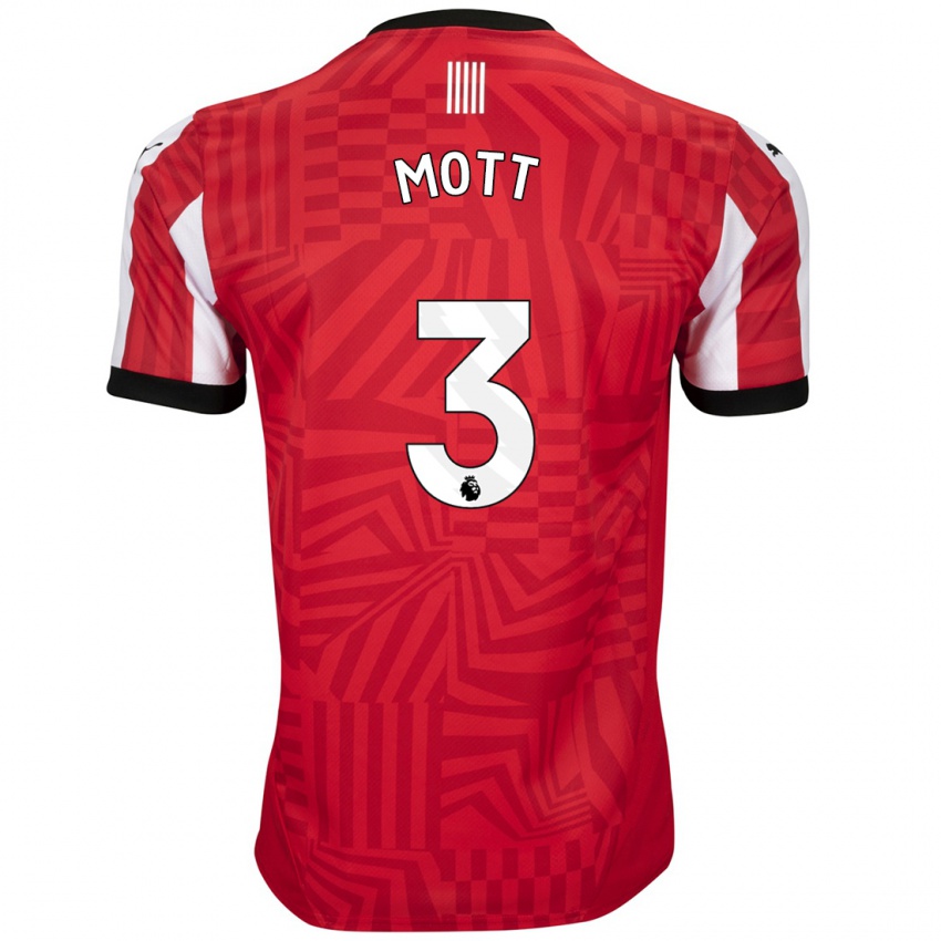 Niño Camiseta Millicent Mott #3 Rojo Blanco 1ª Equipación 2024/25 La Camisa Chile