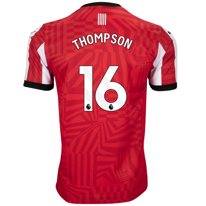 Niño Camiseta Emma Thompson #16 Rojo Blanco 1ª Equipación 2024/25 La Camisa Chile