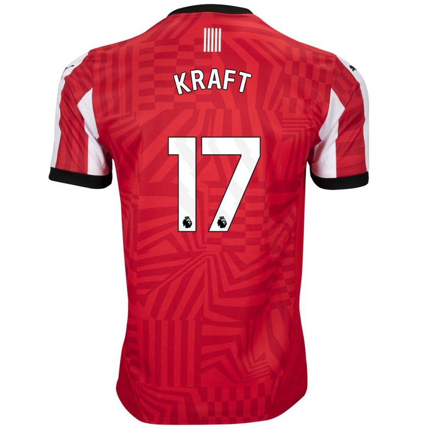 Niño Camiseta Emily Kraft #17 Rojo Blanco 1ª Equipación 2024/25 La Camisa Chile