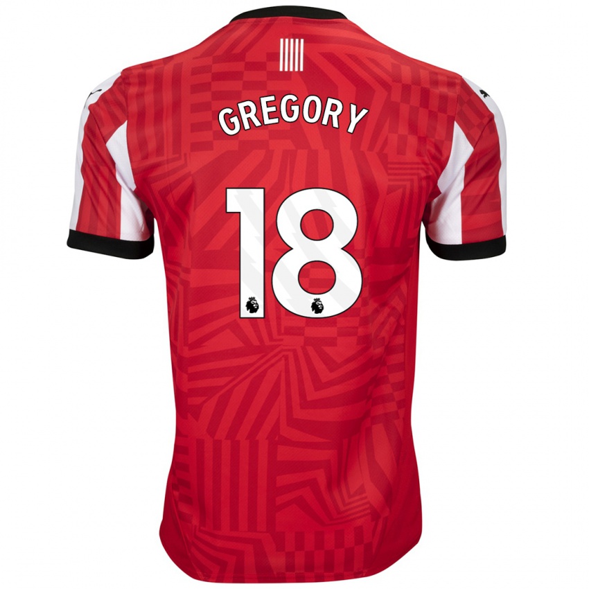 Niño Camiseta Freya Gregory #18 Rojo Blanco 1ª Equipación 2024/25 La Camisa Chile