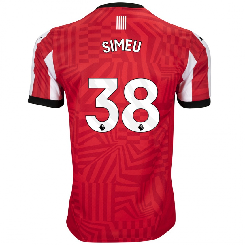 Niño Camiseta Dynel Simeu #38 Rojo Blanco 1ª Equipación 2024/25 La Camisa Chile