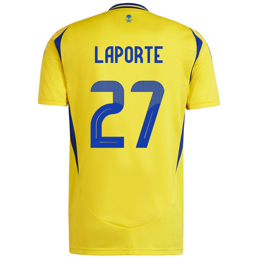 Niño Camiseta Aymeric Laporte #27 Amarillo Azul 1ª Equipación 2024/25 La Camisa Chile