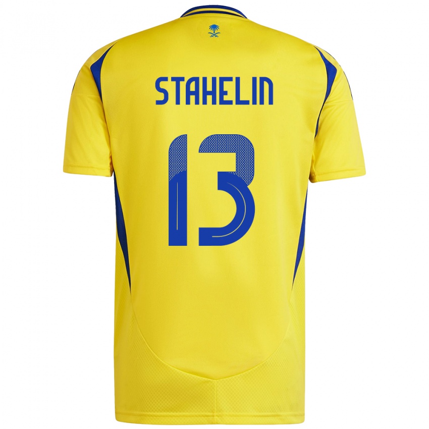 Niño Camiseta Izabela Stahelin #13 Amarillo Azul 1ª Equipación 2024/25 La Camisa Chile