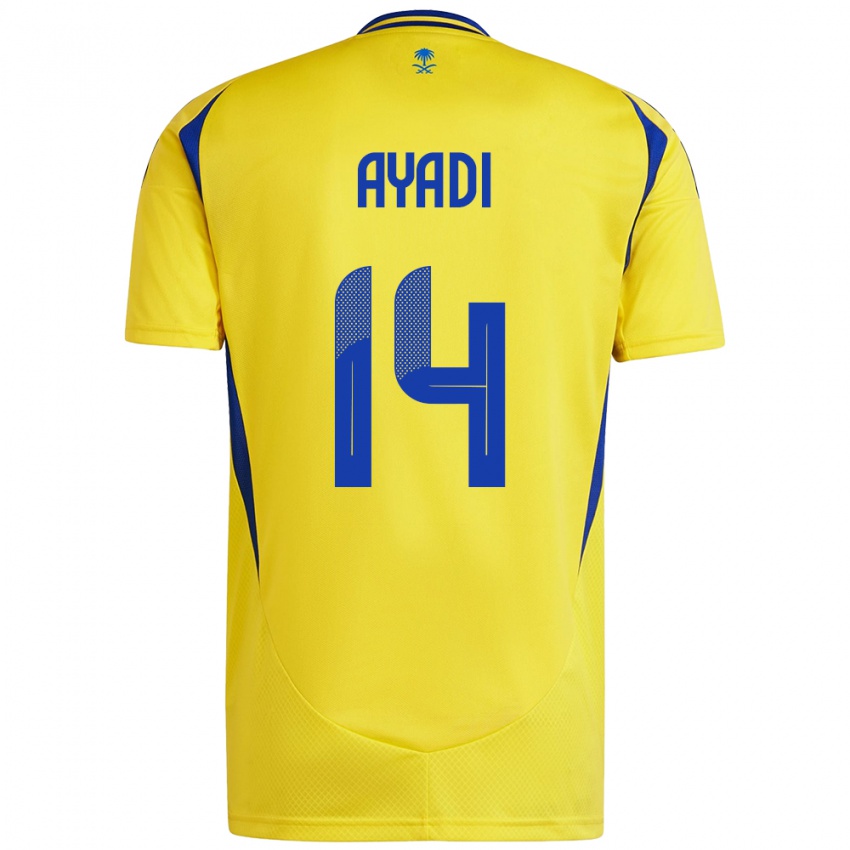 Niño Camiseta Ghada Ayadi #14 Amarillo Azul 1ª Equipación 2024/25 La Camisa Chile