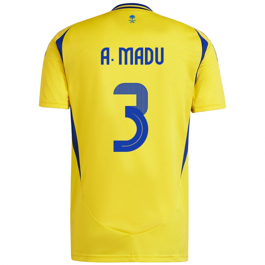 Niño Camiseta Abdullah Madu #3 Amarillo Azul 1ª Equipación 2024/25 La Camisa Chile