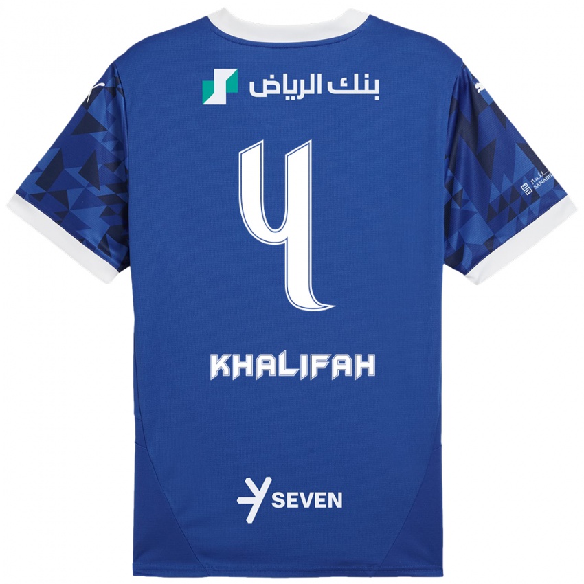 Niño Camiseta Khalifah Al-Dawsari #4 Azul Oscuro Blanco 1ª Equipación 2024/25 La Camisa Chile