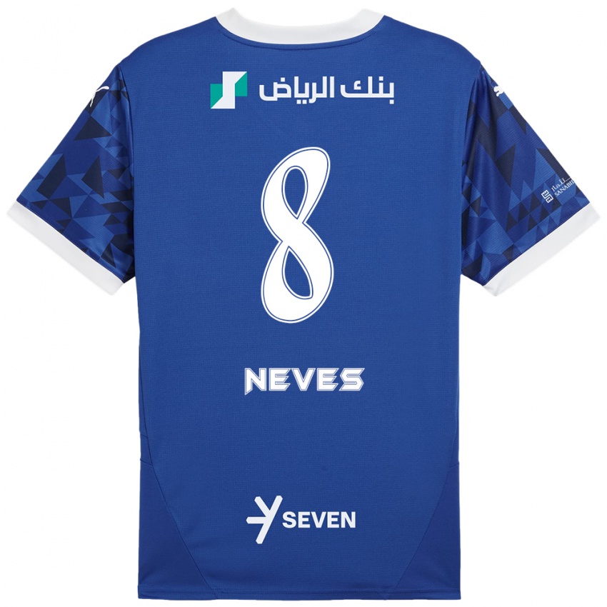 Niño Camiseta Rúben Neves #8 Azul Oscuro Blanco 1ª Equipación 2024/25 La Camisa Chile