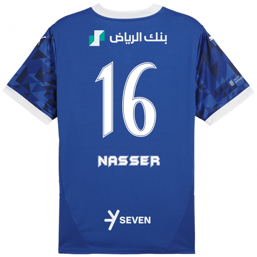 Niño Camiseta Nasser Al-Dawsari #16 Azul Oscuro Blanco 1ª Equipación 2024/25 La Camisa Chile