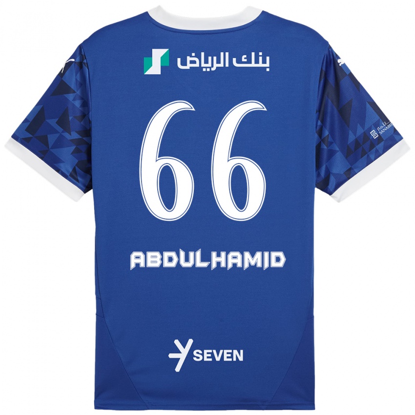 Niño Camiseta Saud Abdulhamid #66 Azul Oscuro Blanco 1ª Equipación 2024/25 La Camisa Chile