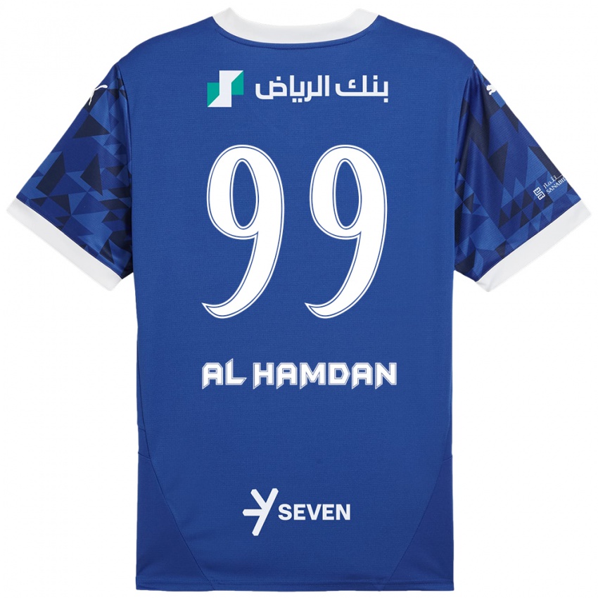 Niño Camiseta Abdullah Al-Hamdan #99 Azul Oscuro Blanco 1ª Equipación 2024/25 La Camisa Chile