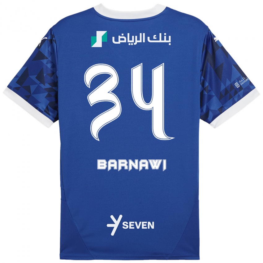 Niño Camiseta Saleh Barnawi #34 Azul Oscuro Blanco 1ª Equipación 2024/25 La Camisa Chile